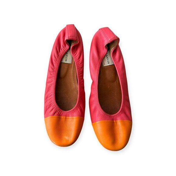 Lanvin Cap-Toe Ballerina Flats. in Red /Orange Leather,  39 EU - Picture 13 of 13